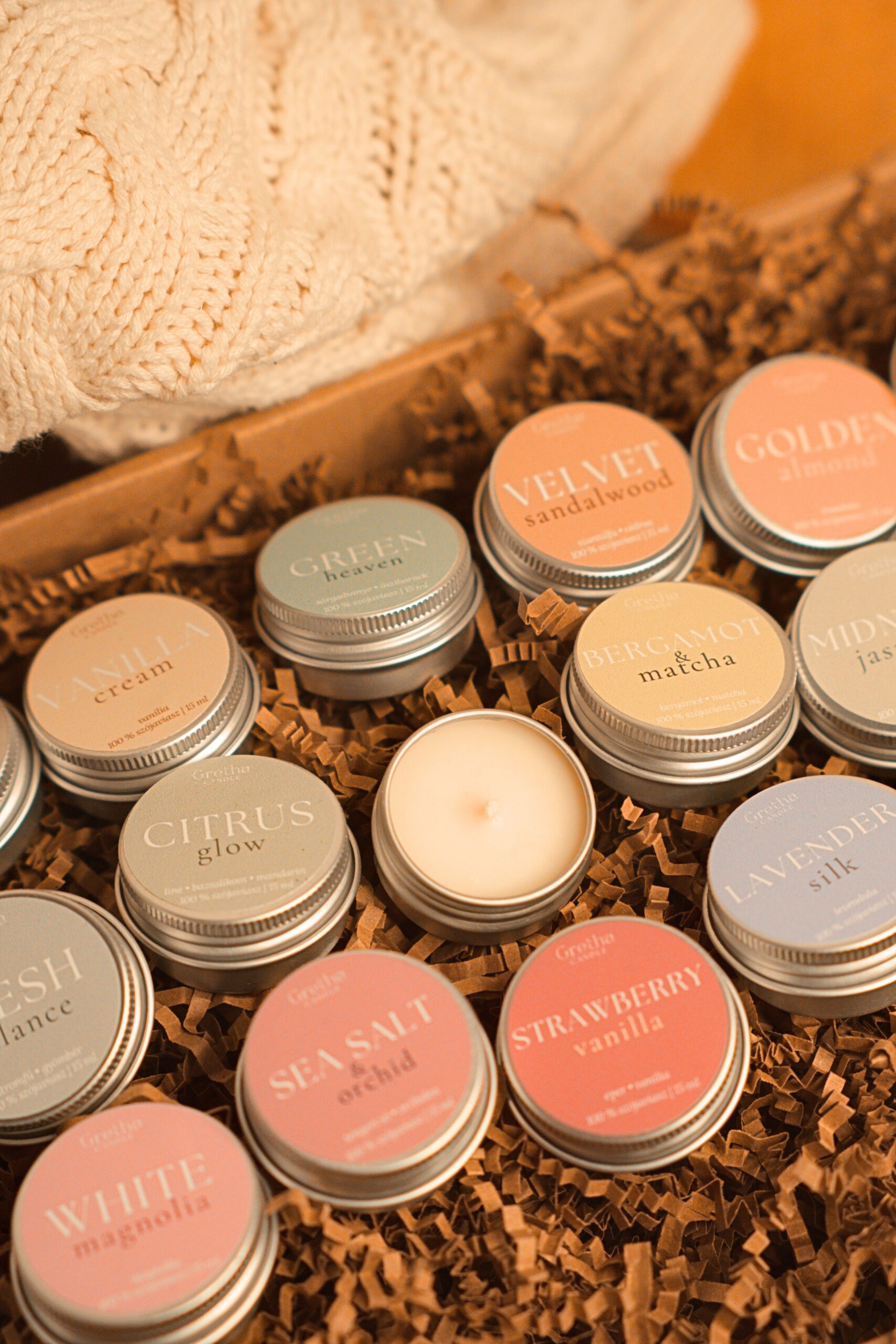 Discovery Set – 21 különböző illatú Gretha Candle minigyertya válogatás